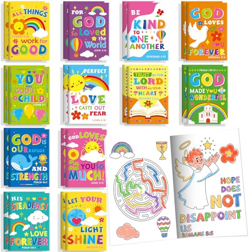 BenLouis 24 Pcs Bible Verses Mini Coloring Books Kids Christian