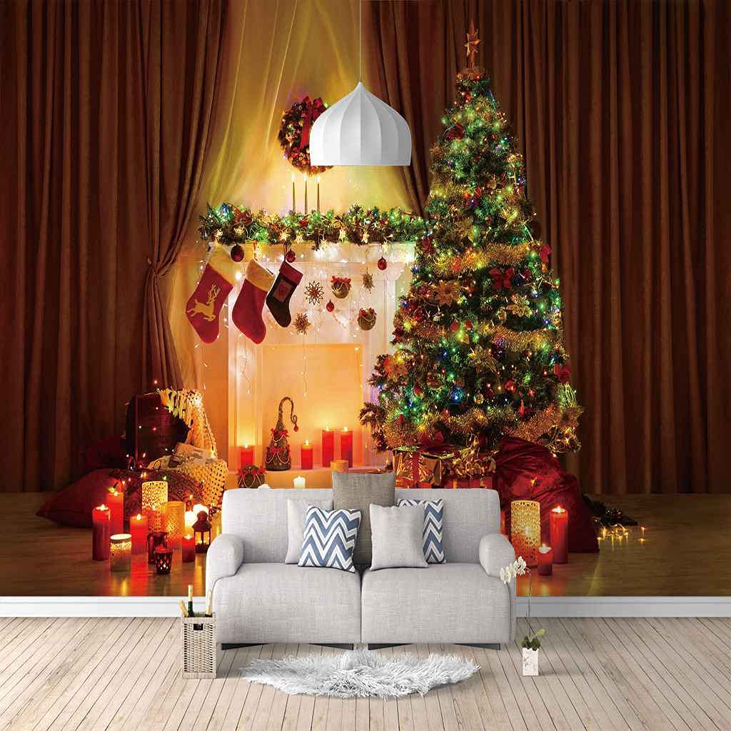 Papier peint toile panoramique 3D de Noël décor géant 350x256 cm