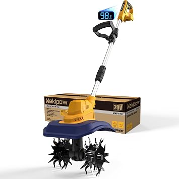 Cordless Garden Tiller Cultivator Compatible with Dewalt 20V/60V MAX Battery, 250RPM Electric Rototiller with Brushless Motor, 48 Steel Tines, 8.7" Tilling Width, 6.3" Depth, Rotary TillerTool ONLY
