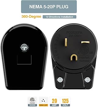 pj.mページ 20 AMP - 125 VOLT 90-DEGREE RIGHT ANGLE MALE PLUG (NEMA 5