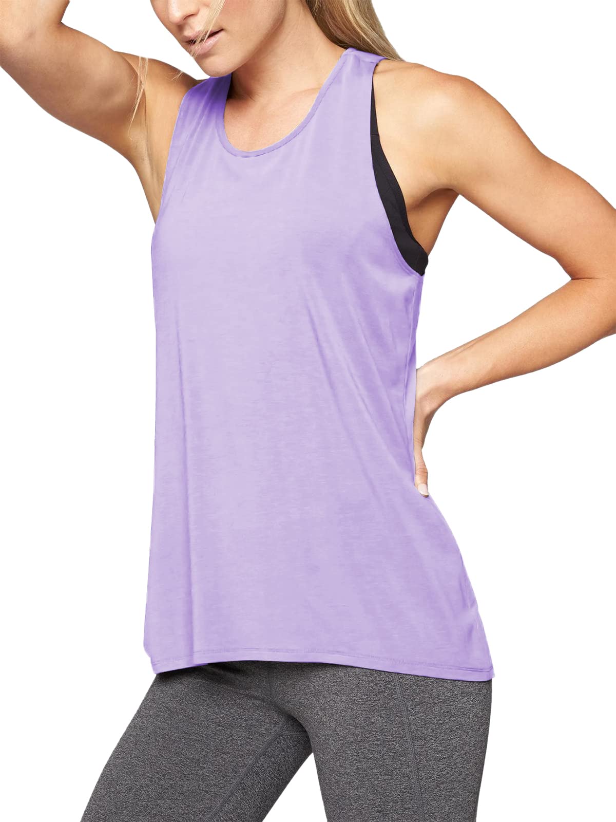 Mippo Topy treningowe dla kobiet joga sportowe koszulki tank topy siłownia letnie ubrania treningowe, Fioletowy, M