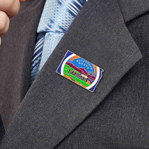 Image of State Shaped Map Lapel Metal Pin Enamel Brooch Keepsake Beautifully Designed for Backpack Hat