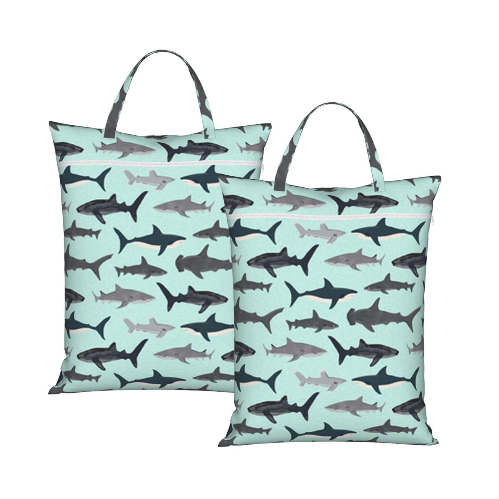 YFSGDLBN Shark printed Travel dirty laundry bag clothes pack Storage Basket Bag