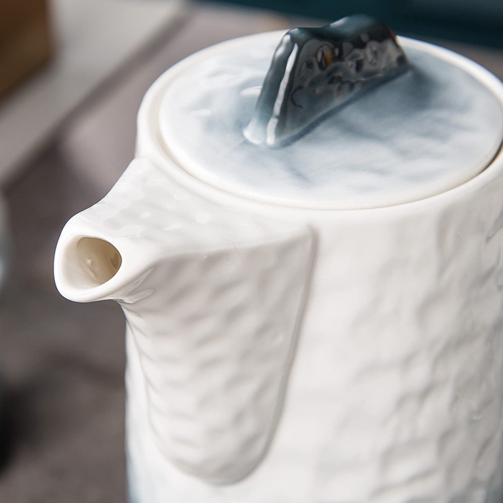 Zestaw filiżanek do espresso, kubki do kawy, herbata porcelanowa dla dorosłych 1 czajniczek 6 Nordic Service dla osób do użytku domowego i biurowego Prezent(Blue)