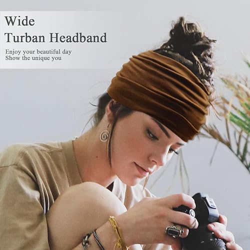 Miniatura 6 de Diademas anchas para mujer, diadema elástica, estilo bohemio, banda para el pelo para mujer, turbante, entrenamiento, accesorios para niñas, paquete