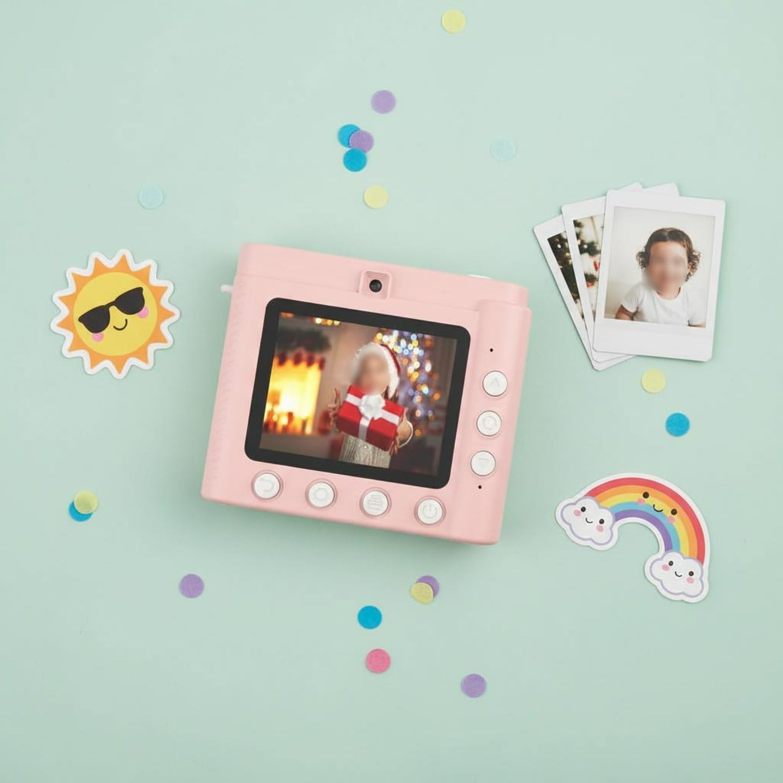 Cámara Infantil Alta finición con Impresión Batería Recargable Cámara Infantil Impresión sin Tinta Juguete Electrónico para Niños, Regalo, Azul