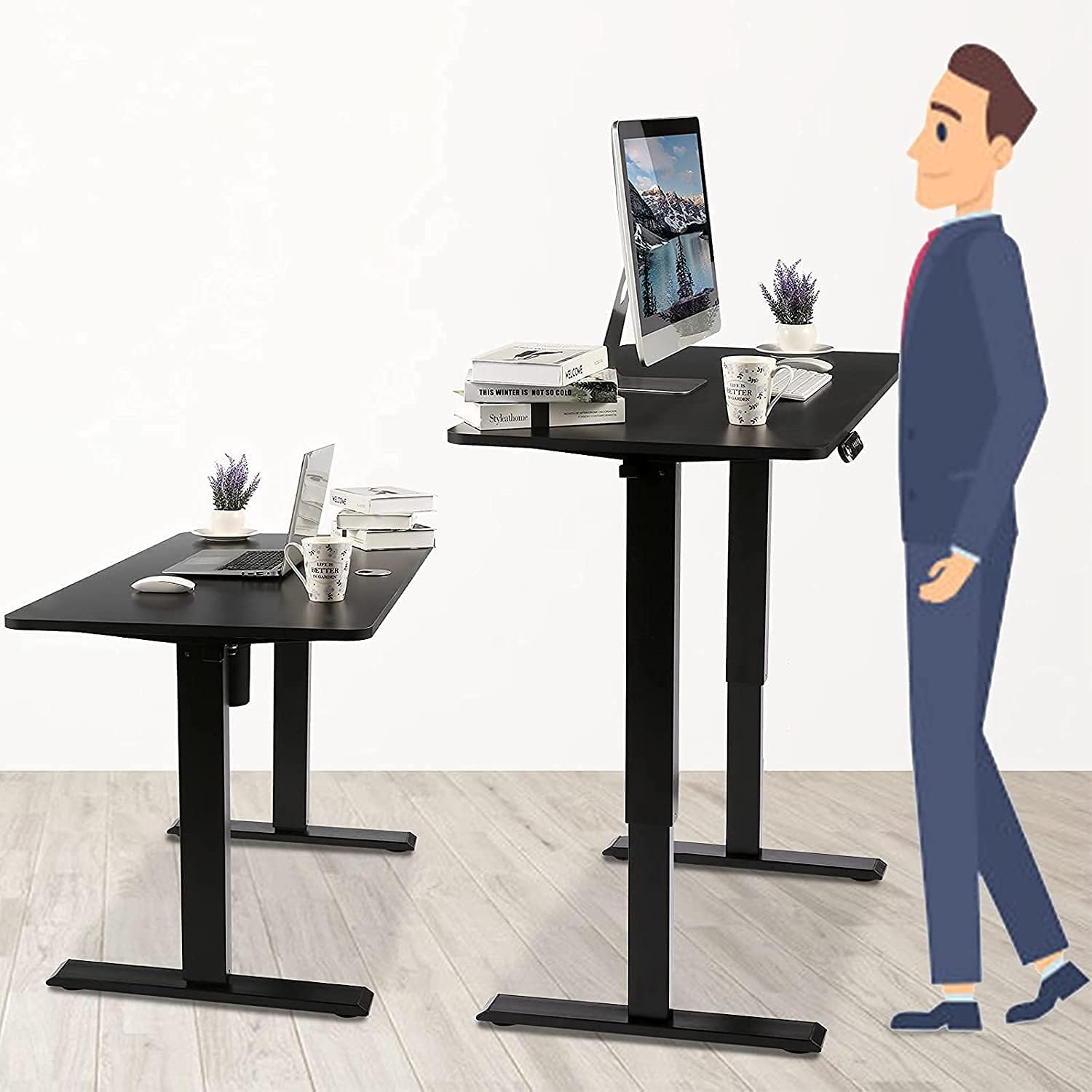 farexon Adjustable Height Electric Standing Desk, 48 x 24 Inch Compute Desk, Ergonomic Sit-Stand Home Office Desk, Four Preset Heights, Double Crossbeam Structure, 27''-45'' Lift Range Stand Up Desk