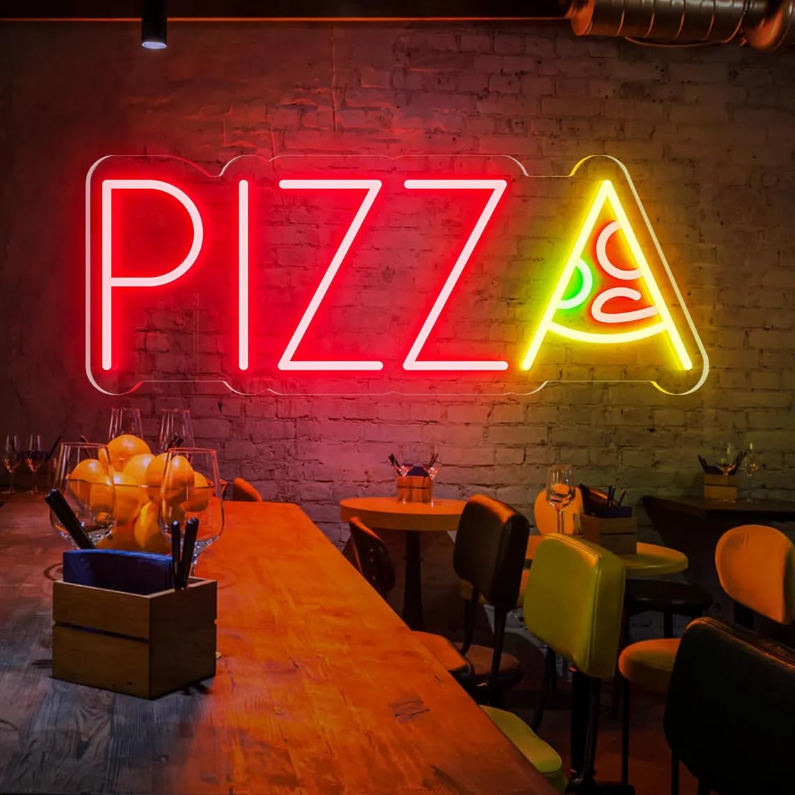 Pizza Neon Sign, Kitchen Signa,Open Pizza LED Light Sign for Wall Decor, Restaurant Fast Food Decoration