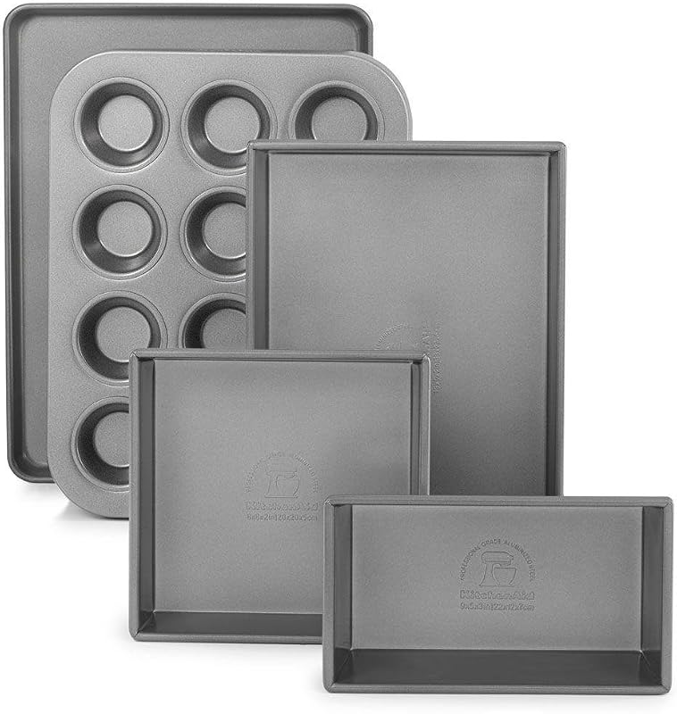 Cuadrado antiadherente profesional del sistema de la hornada del Bakeware de 5 piezas, pan, torta 12-Cavity Muffin Jelly Roll Pan