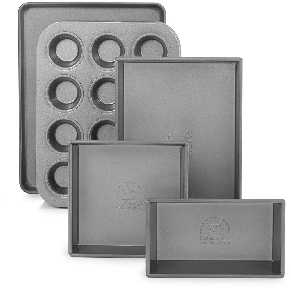Professional 5-Piece Bakeware Nonstick Baking Set Square,Loaf,Cake 12-Cavity Muffin Jelly Roll Pan