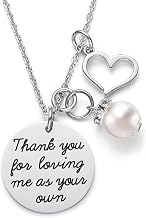 Stepmom Necklace - Heartfelt Thank You Gift from Stepchild, Adjustable Stainless Steel Jewelry with Pearl & Heart Charm for Bonus Mom, Mothers Day or Birthday