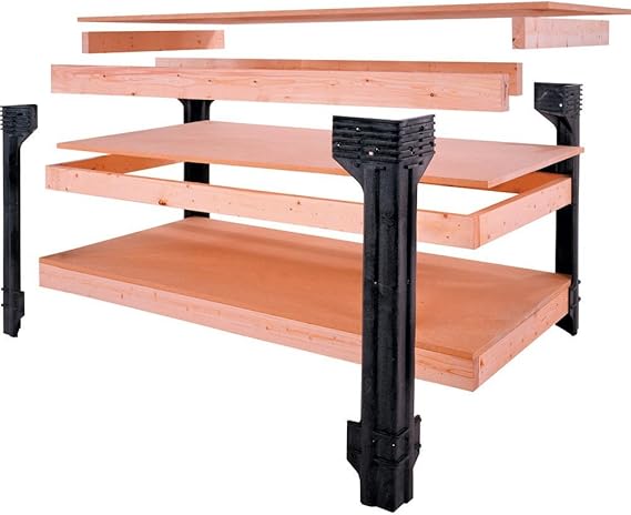 36” Universal Work Bench Leg Kit - Sturdy Resin Black Table Legs ...