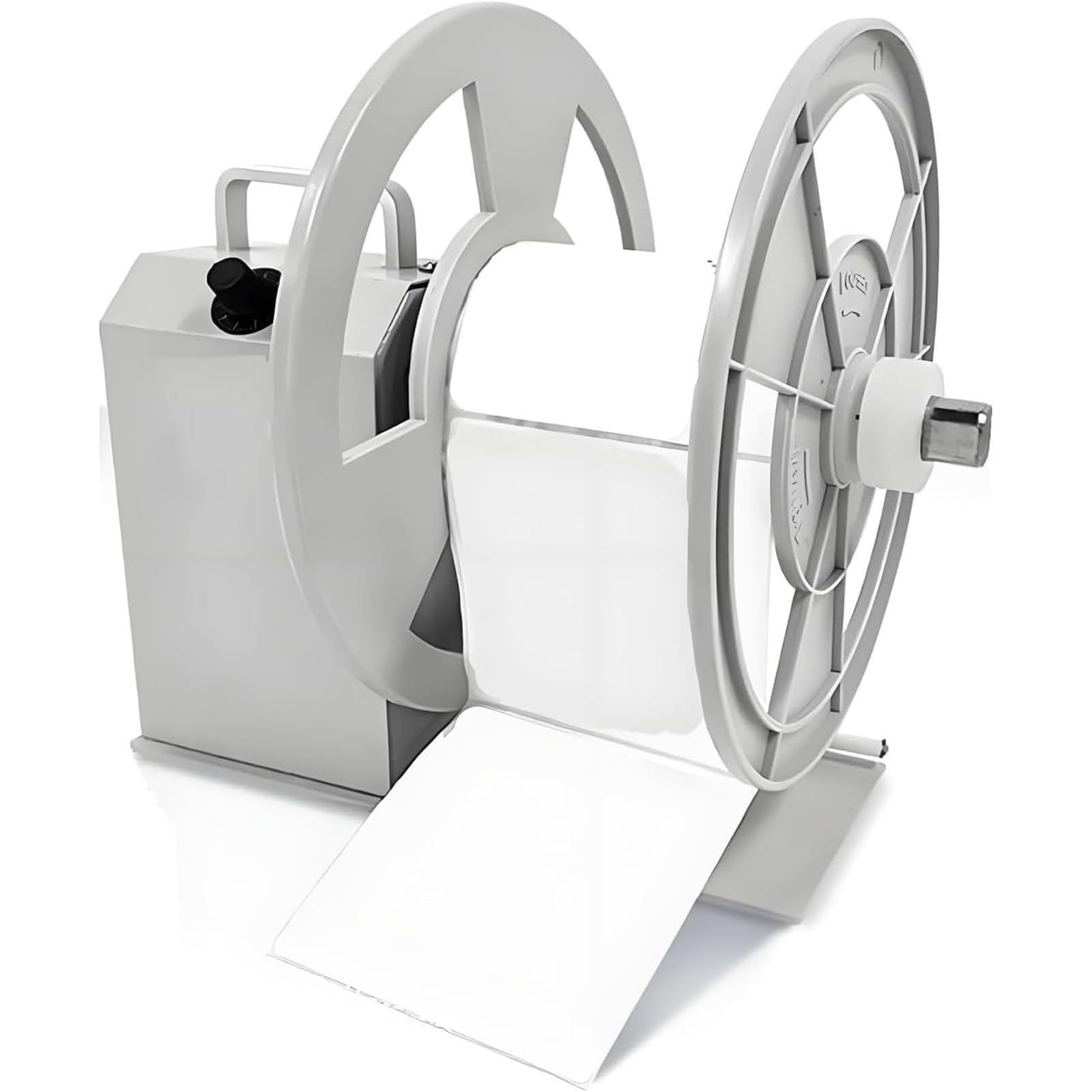 Automatic Electric Label Rewinder Machine with Adjustable Baffle, 1-10 Inches/s Stepless Speed Control, 120mm Roll Width Support, for Barcode Tags and Shipping Labels