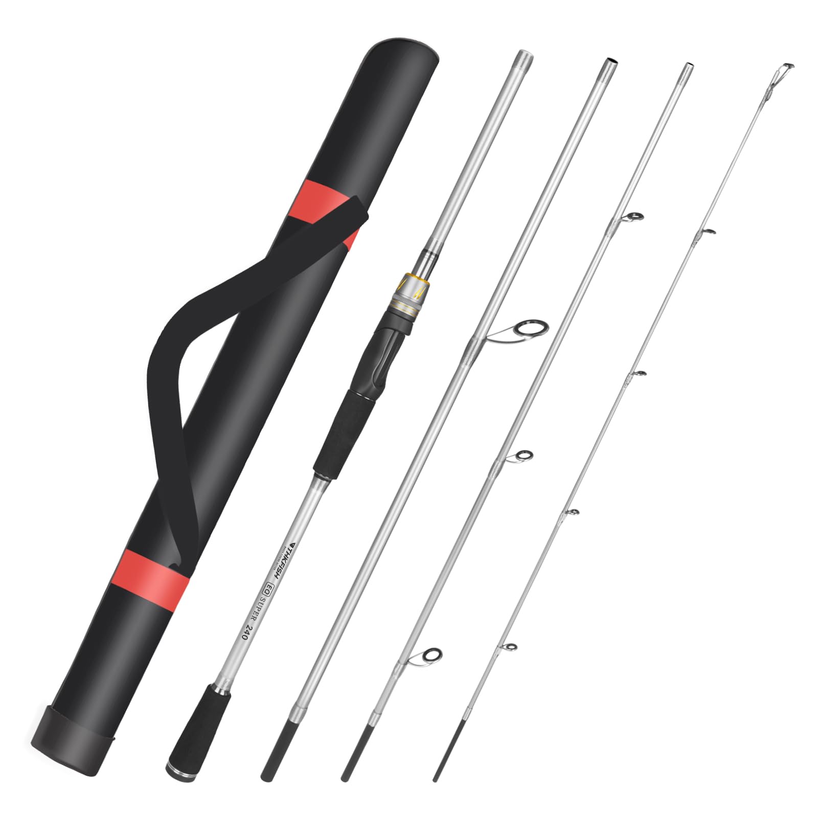 THKFISH Travel Fishing Rods, 4 Piece Spinning Rod with Bag,6-7.87Feet Carbon Fiber Lightweight Ultra Portable Fishing Pole for Trout Bass Salmon Sunfish Outfit Travel Fishing