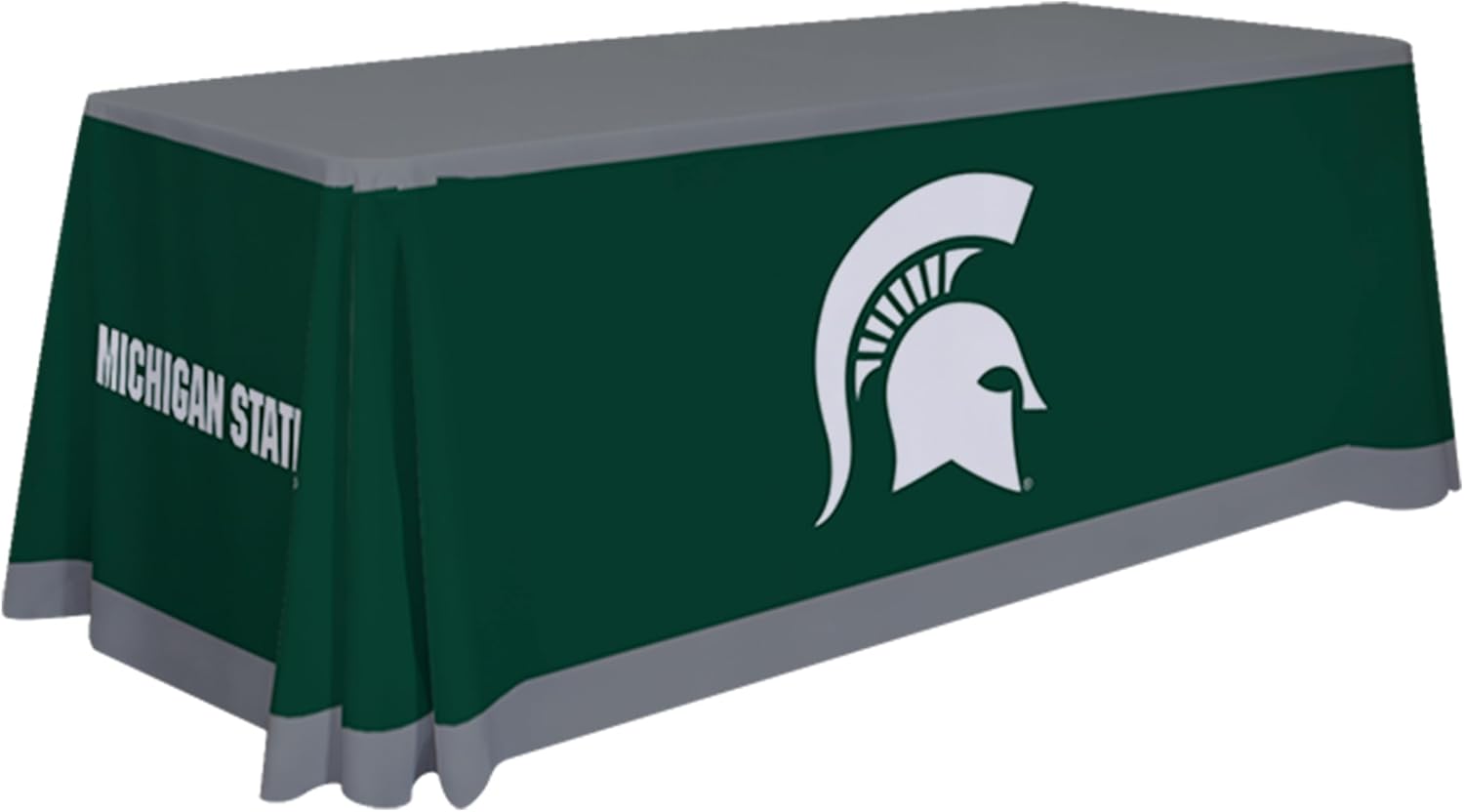 Michigan State Spartans College Sports Printed Table Throw - NCAA Licensed - Polyester - School Tablecloth (Green, White) (6' Draped)