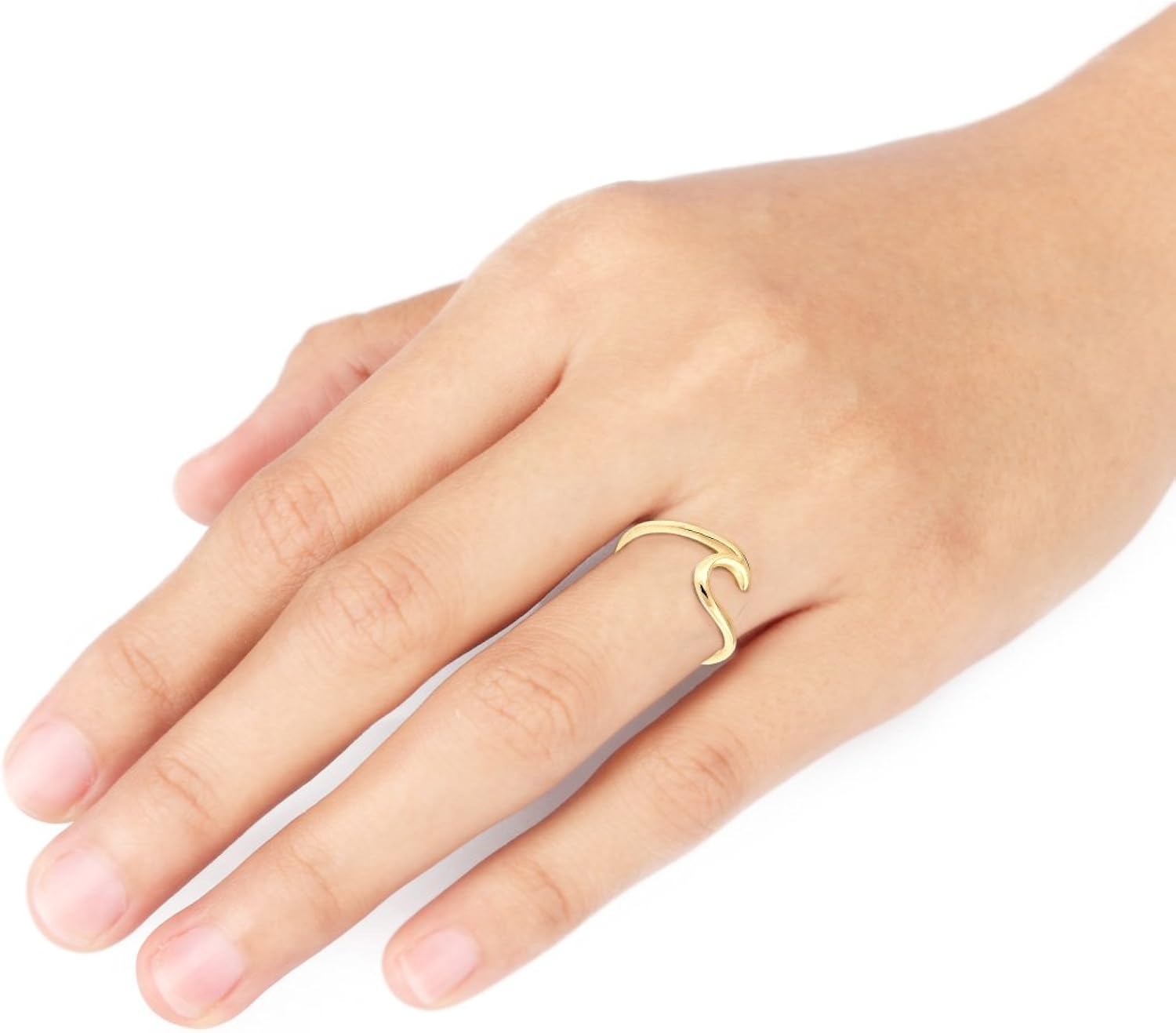 Elli Women's 925 Sterling Silver Gold Plated Waves Wave Beach Maritime Statement Blogger Trend Modern Ring, Size N - Image 5