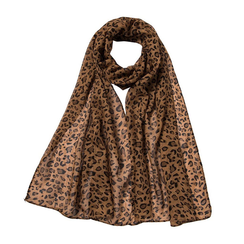 Sciarpe da Donna in Chiffon a Pois, Sciarpa di Seta, Stampa Leopardata, Lunga e Morbida, Scialle da Spiaggia Vintage Leggero (b 160 X50cm) (c