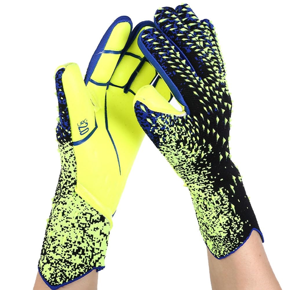 Guanti da portiere da calcio, guanti da portiere, guanti da portiere di calcio, con palmo in pelle con presa adesiva, per ragazzi, bambini, giovani, adulti, allenamento professionale, attrezzatura