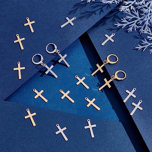 UNICRAFTALE 40Pcs 2 Colors Cross Charms Ankh Cross Pendants 201 Stainless Steel Cross Pendants 1.4mm Hole Metal Earring Charms Bracelet Pendants for Women Wen Jewelry Making - Image 2