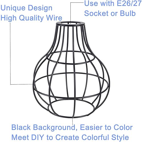 Miniatura 3 de Juego de 2 cubiertas de bombillas rústicas industriales vintage, jaula de alambre de metal para colgar iluminación colgante, protector de lámpara de