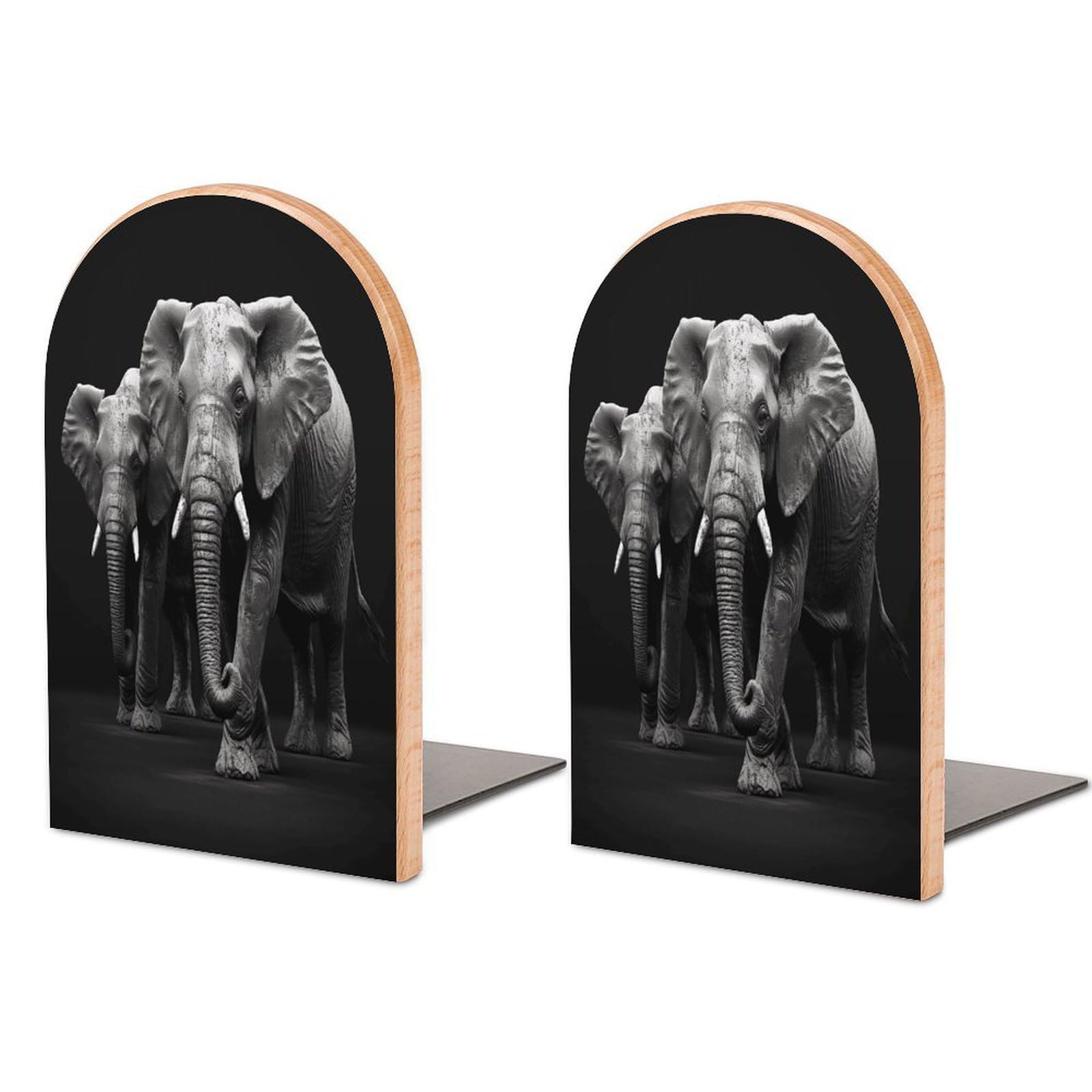 3D Gray Elephant Bookend Wood Book End for Shelves Heavy Duty Non-Slip Wooden Bookend Support Universal Economy Bookends Fancy Modern Decorative Book Accessories 1 Pairs