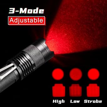 4 Pack Red Light Flashlight, 3 Modes Red LDE Red Flashlight for Astronomy, Night Observation and Outdoor Activities