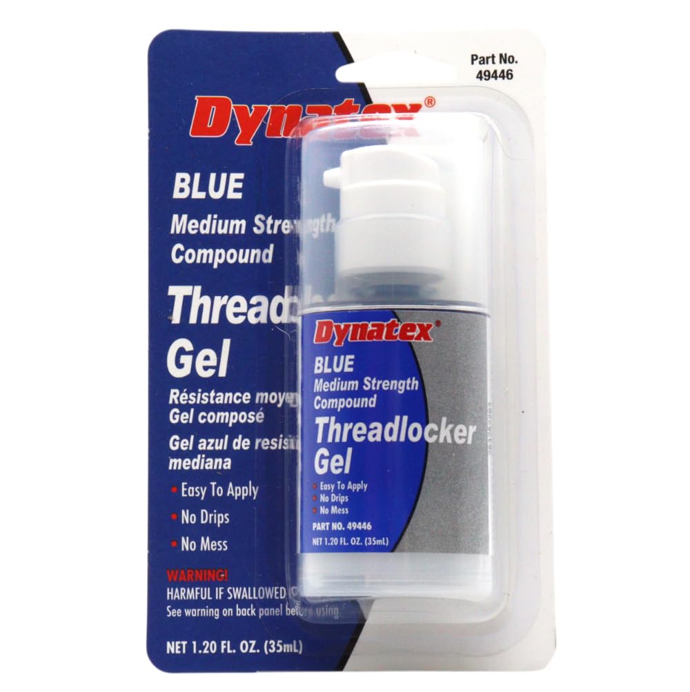 Dynatex 49446 Blue Medium Strength Threadlocker Gel, 35ml Pump Bottle - Ideal for Cup, Core Plugs, Starter/Alternator Mounting, Oil Pan, & Valve Cover Bolts - Superior Thread Lock