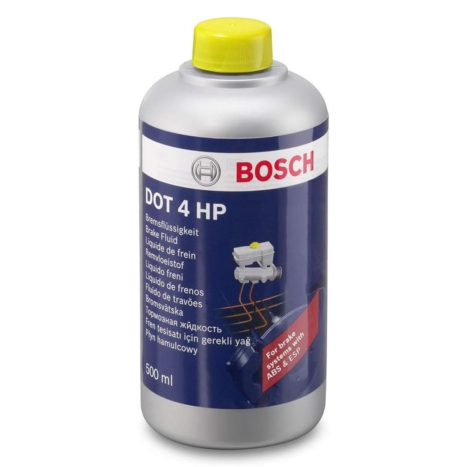 Liquido Freni Bosch DOT 4 HP, 0,5 L – Per tutti i veicoli moderni con freni ABS e ESP