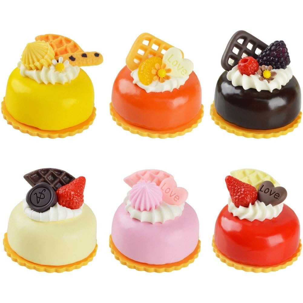 Casiler 6 Pcs Pvc Resin Cupcake Fridge Magnet, Simulation Fake Cake Magnet Sticker for Whiteboard Refrigerator Ornament