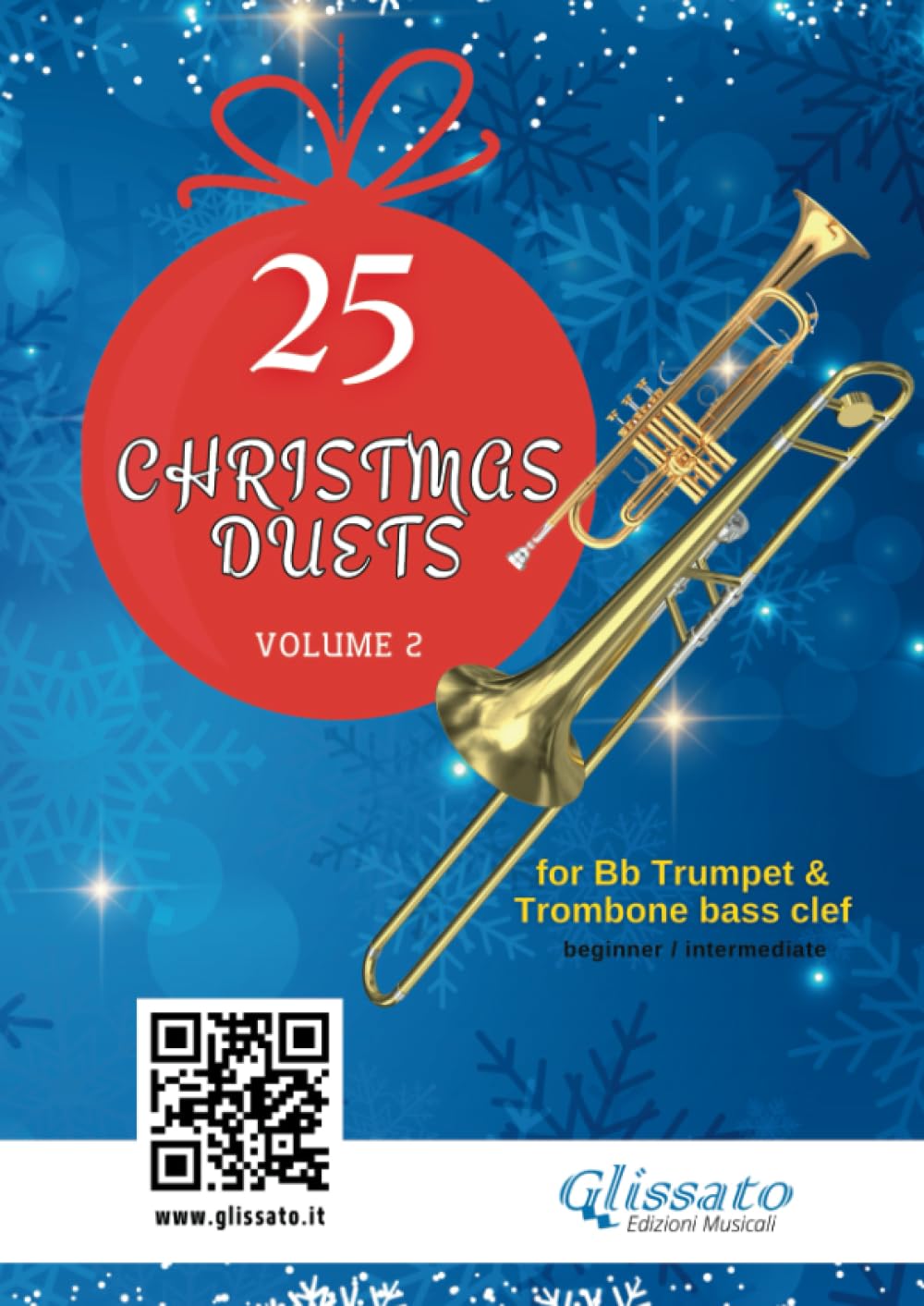 25 Christmas Duets for Bb Trumpet and Trombone Bass Clef - volume 2: easy for beginners / intermediate
