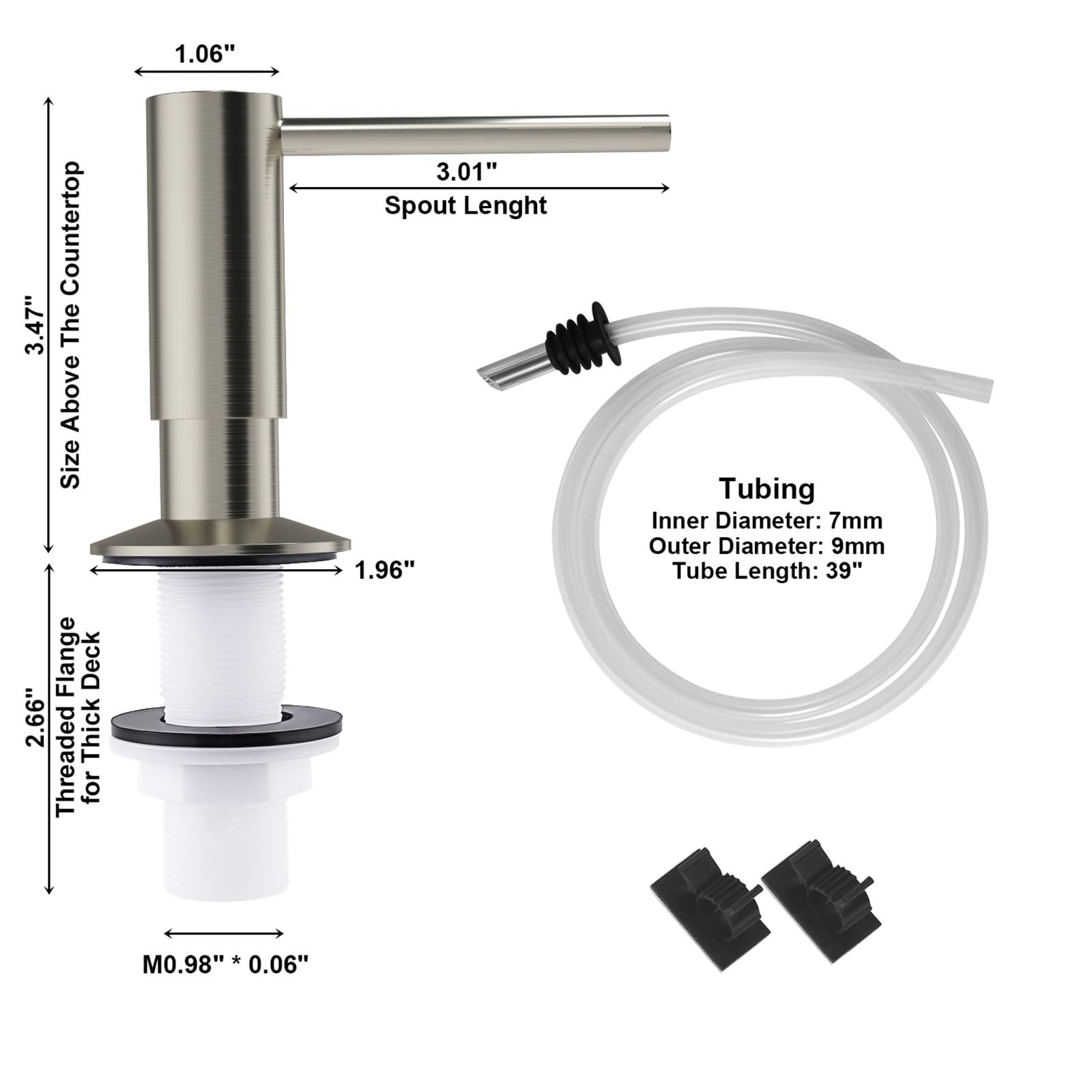 Dispenser per sapone da cucina Dispenser di sapone in ottone con kit tubo prolunga detersivo for liquido in nichel spazzolato for lavello della cucina Bagno per lavello