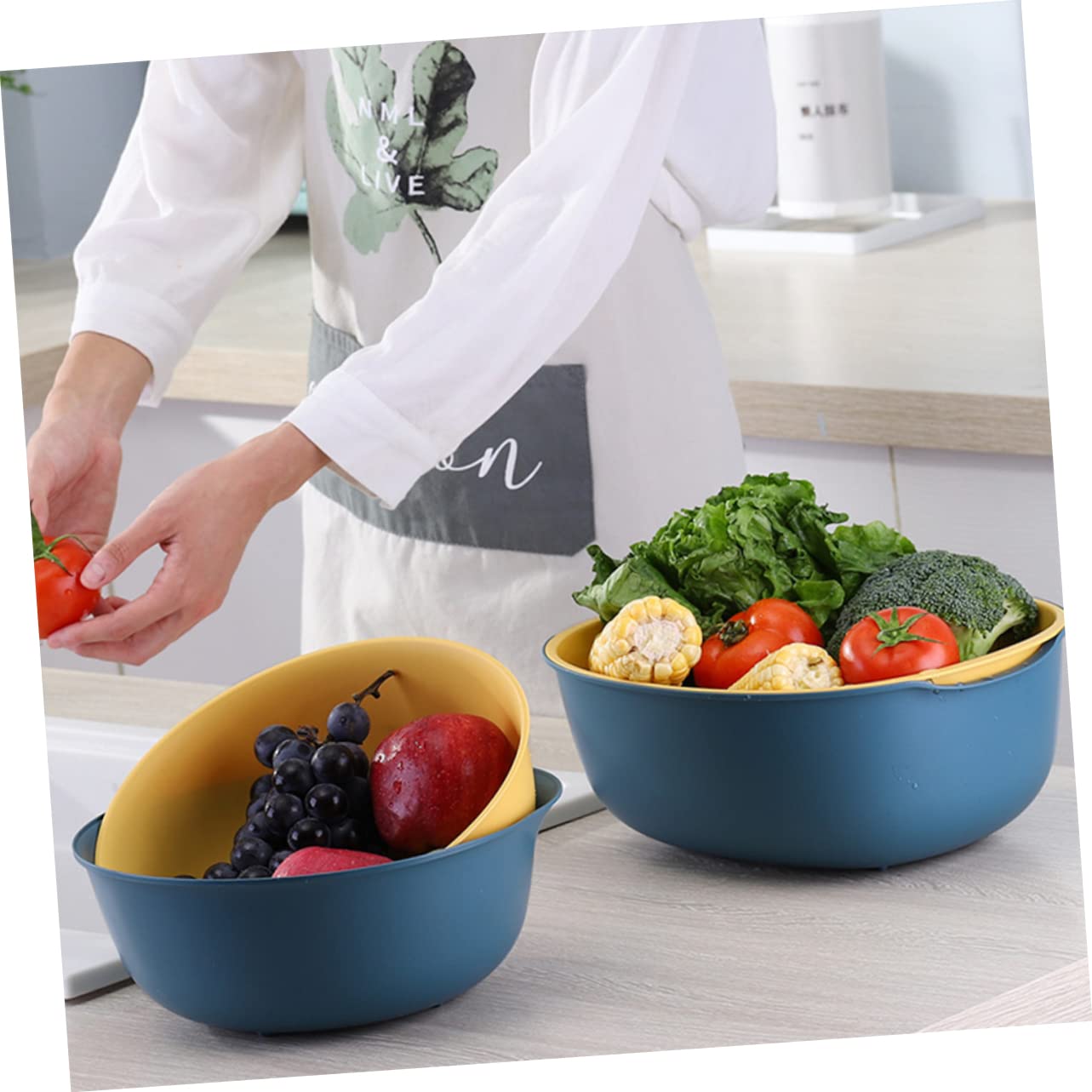 Alipis Scolapasta in Silicone per Pentola, Cestello Scolapiatti Doppio Strato in Pp, Cestino per Frutta e Verdura, Salvaspazio per Cucina e Casa