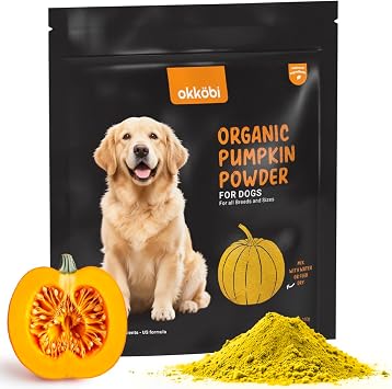 Organic Pumpkin for Dogs & Cats 8.82 oz - Pumpkin Powder Including Seed & Apple - Supports Stool & Gut Health - Use on Food as Dog Fiber Supplement or Mix with Water for Puree