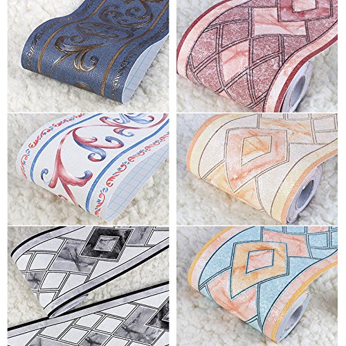 Tinton Life® Decorative Self-Adhesive Wallpaper Border Stick Textured Animal Floral Bedroom Design, Iris Navy Blue #TOP7