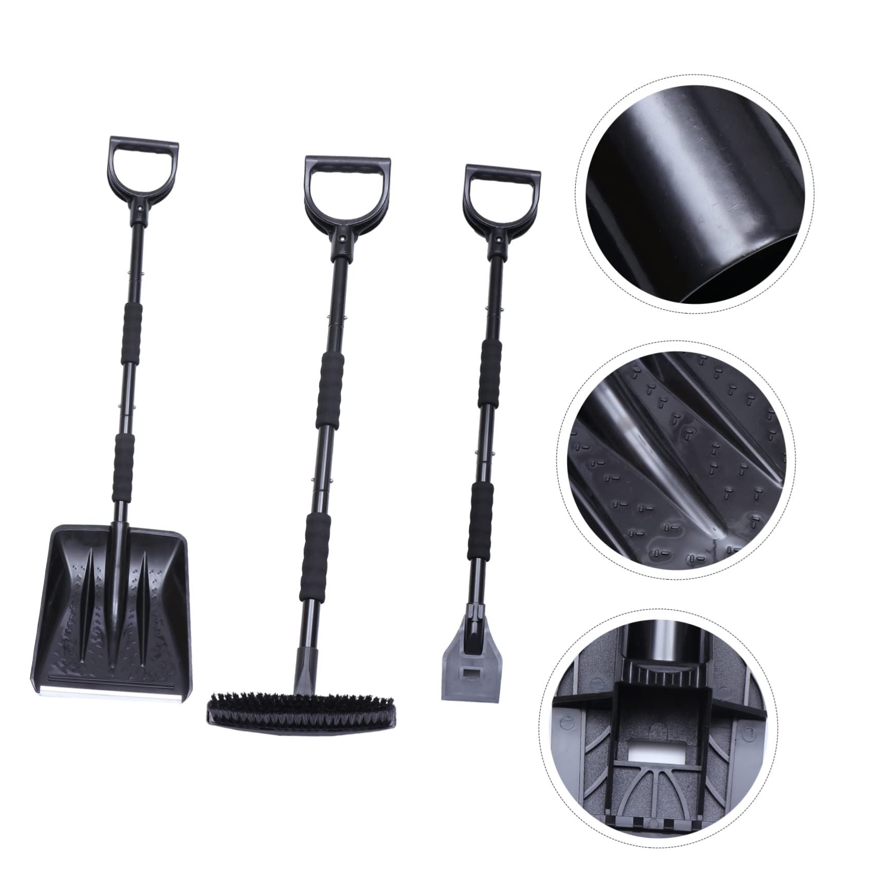 UPKOCH Pala Quitanieves Desmontable de 3 Piezas Extensible para Coche | Hierro Negro, 1 Juego, Varilla de Tres Tramos, Uso Invernal, para Maletero