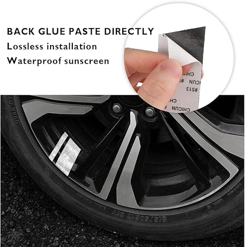Miniatura 5 de 8 calcomanías brillantes para llantas de rueda, calcomanías reflectantes con diamantes de imitación para decoración de automóvil, calcomanías