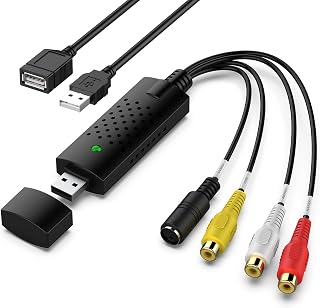 VIXLW RCA to USB Capture Card - Digitize VHS, Hi8, DV Tapes to 720p Digital on PC/Mac, Plug & Play Video Converter