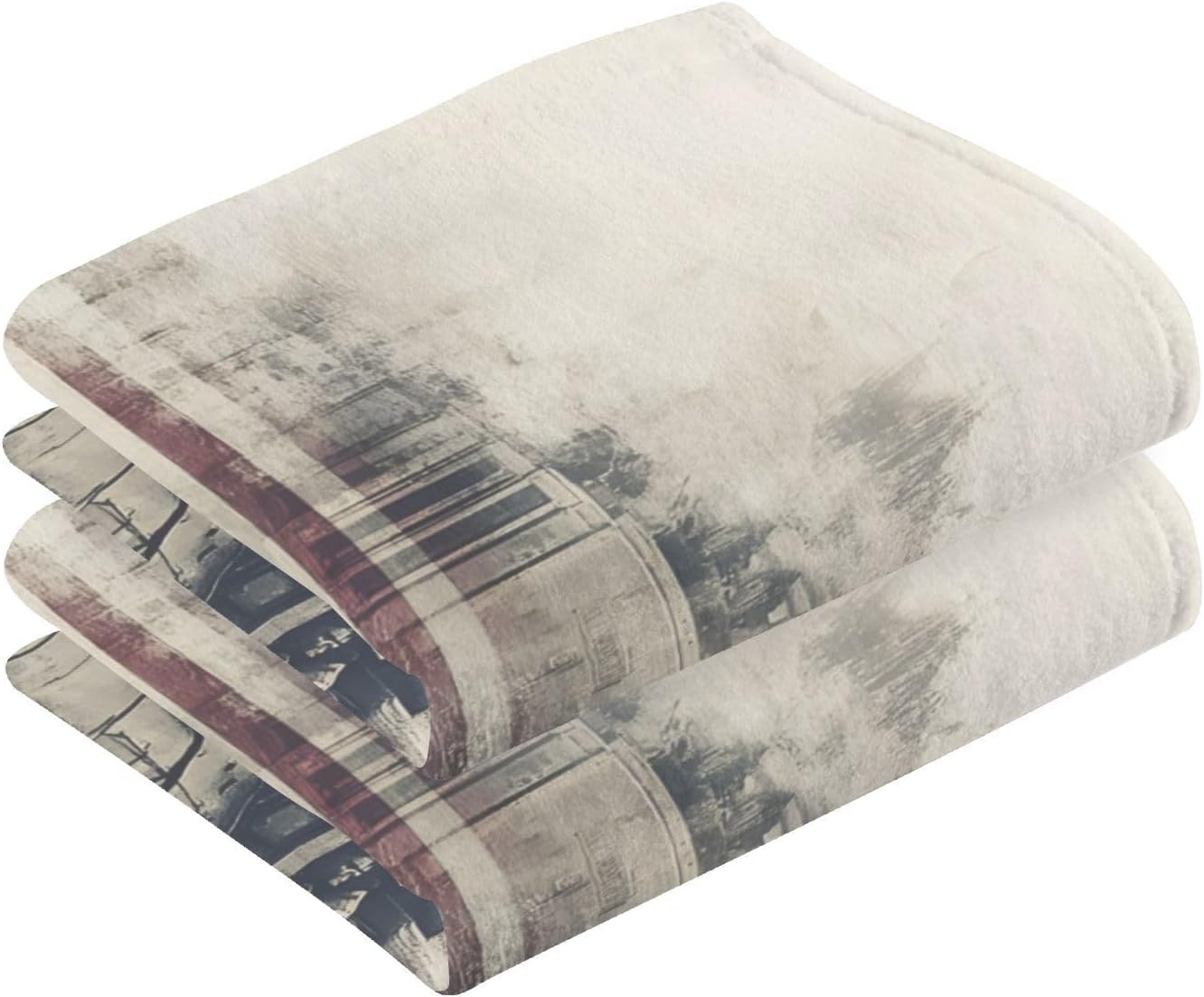 Vintage Train American Cotton Hand Towels 2 Pack, 16×28 in Bath Towels Lightweight Soft Absorbent for Gym Spa Bathroom