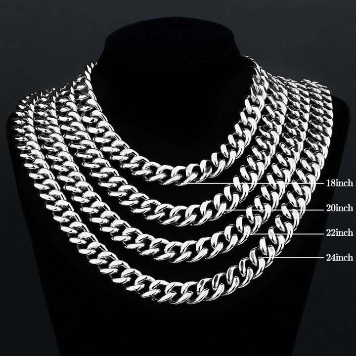 Saintda Cuban Link Chain for Men Stainless Steel Chain Necklaces Silver Chain 6/8/MM Chunky Miami Cuban Link Chain Sturdy & Not Easy to Fade 16 18 20 22 24 Inch - Image 2