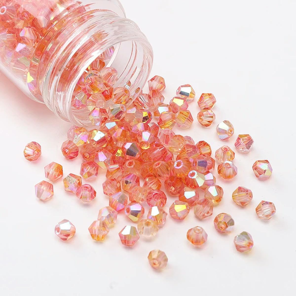 HUIOYG 130pcs 4mm Bicone Beads Crystal Loose Spacer Beads for Bracelet Making