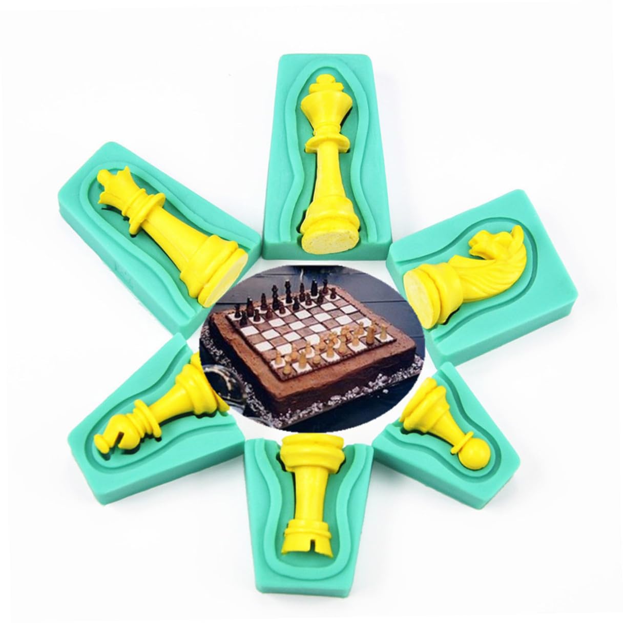 Molde Verde Ajedrez 12 Chocolate de Silicona Piezas | Flexible y Antiadherente, Diseño Creativo para DIY Horneado, Acabado y Forma Chess