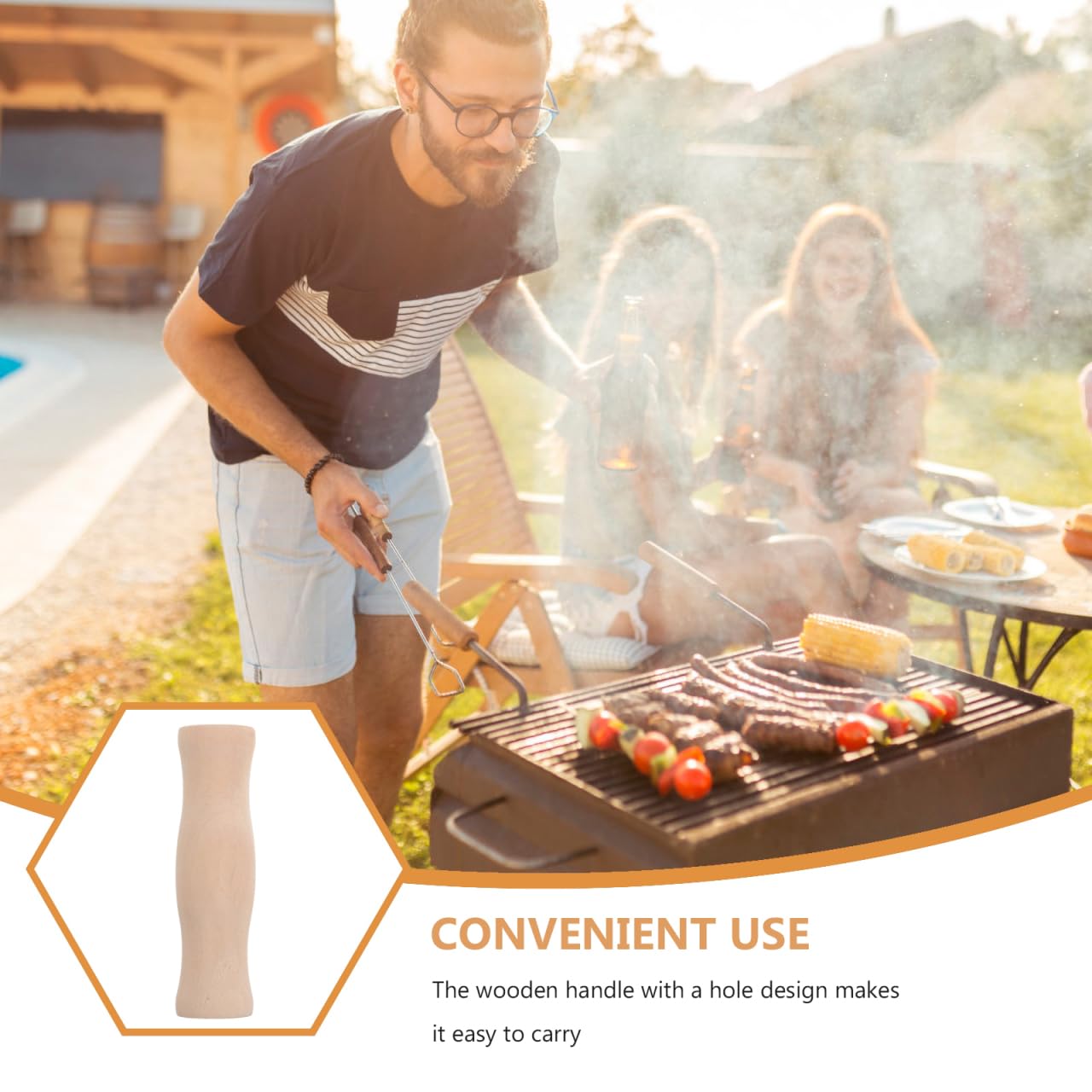 4Stücke BBQ GrillzubehöR Mit Holzgriff HitzebestäNdige rutschfeste Grillwerkzeuge FüR Camping Und Outdoor Praktisch Und Robust FüR Sichere Grillabende Zu Hause