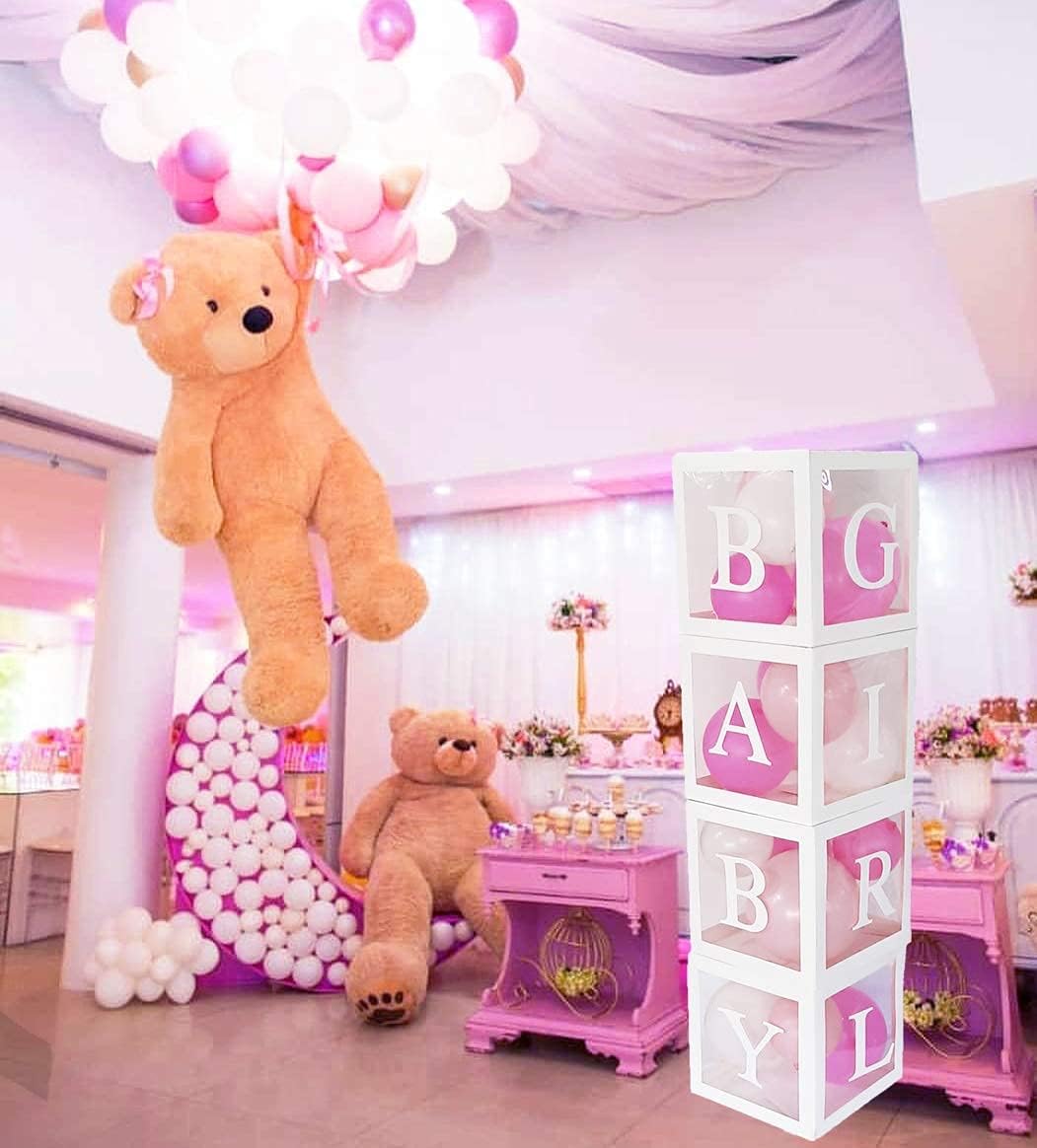 Decoration Balloon Box for Girl, Transparent Balloon Box for Baby First Birthday Party,Girl Baby Shower Wedding Birthday Party Decoration Backdrop, Home Decor, Baby Girl Favors