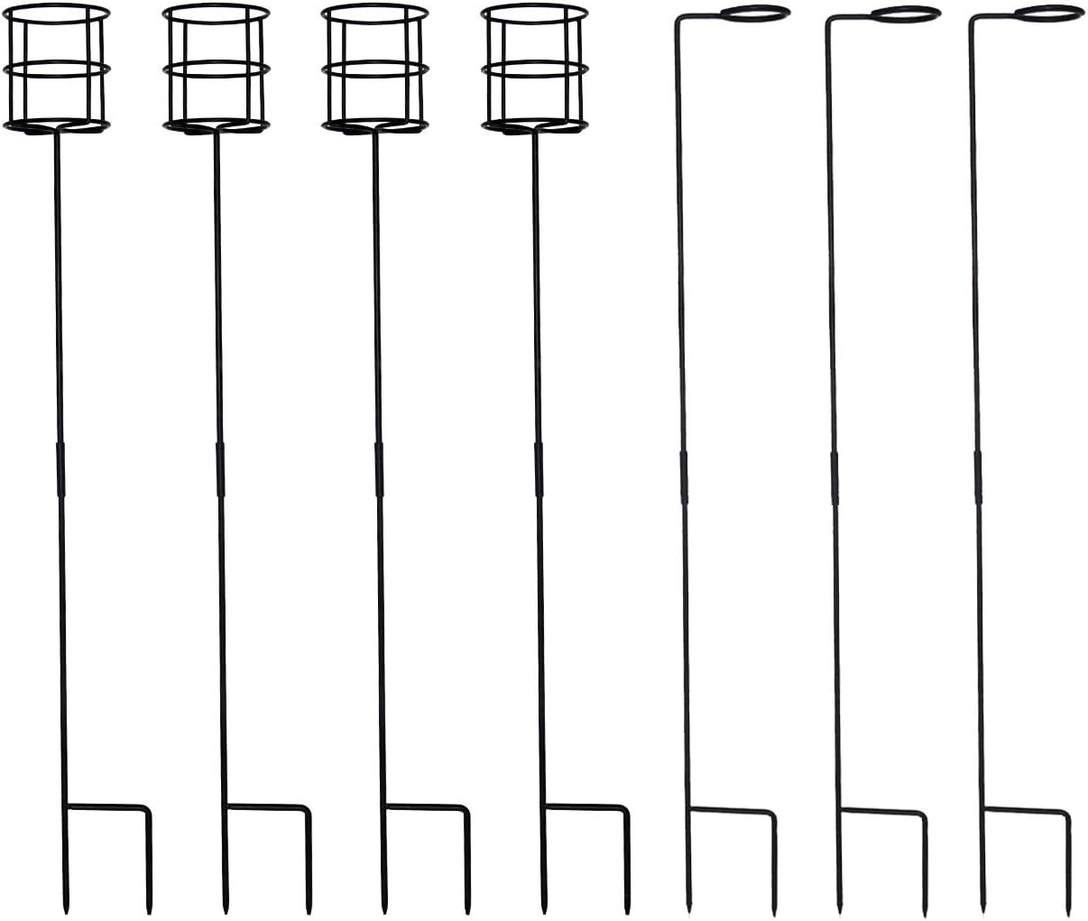 TQVAI Outdoor Wine Holder, Lawn Drink Stand, Camping Beer Holder, Beach Drink Stakes, Backyard Cup Holder, 7-Pack, Black