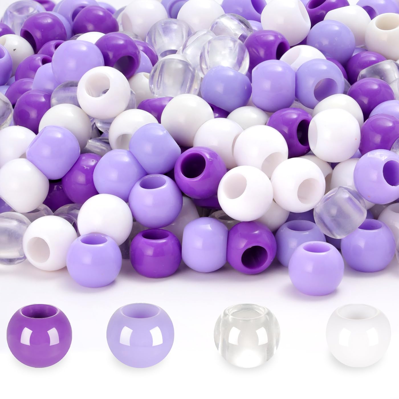 Perles à gros trou en acrylique violettes pour loisirs créatifs et accessoire macramé