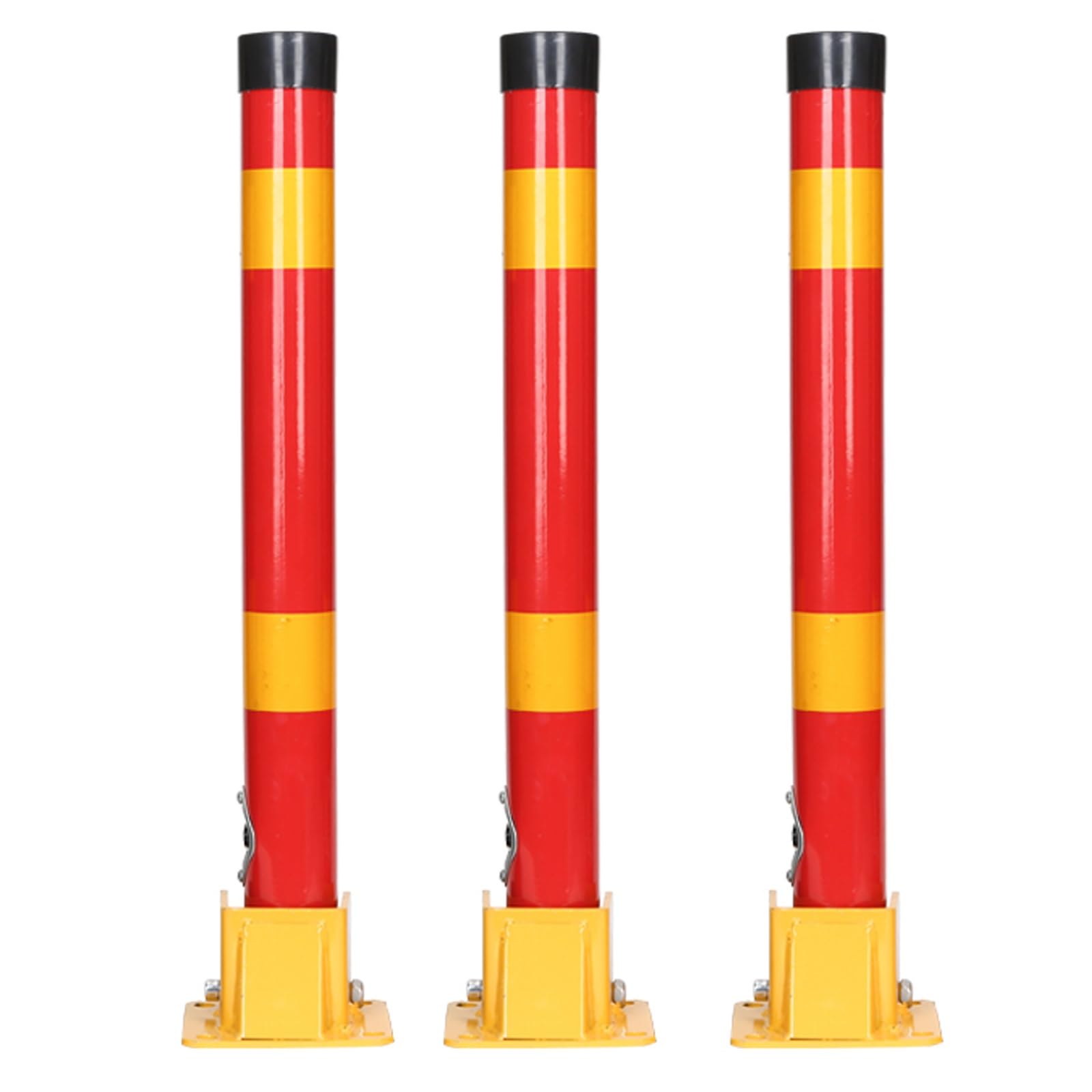 MOKLYF Safety Bollard, Driveway Garage Security Post, Road Pile Traffic Facility for Warning, Driveway Parking Interceptor Bollard, for Parking, Road Safety (Red (3pcs))