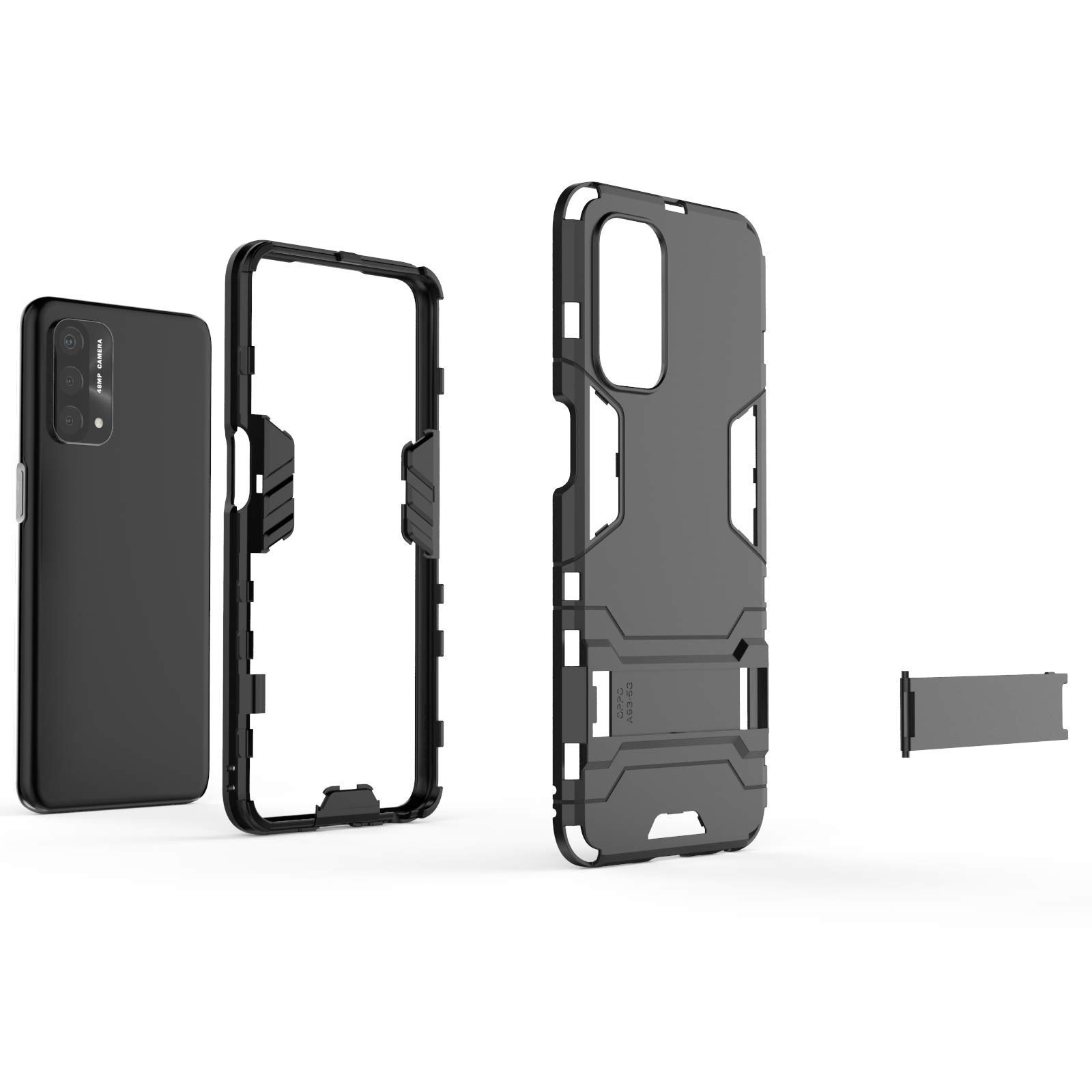 TingYR Cover per Oppo A74 5G Cover, Supporto Pieghevole, Cover Telefono Antiurto in TPU/PC, Custodia per Oppo A74 5G.(Nero