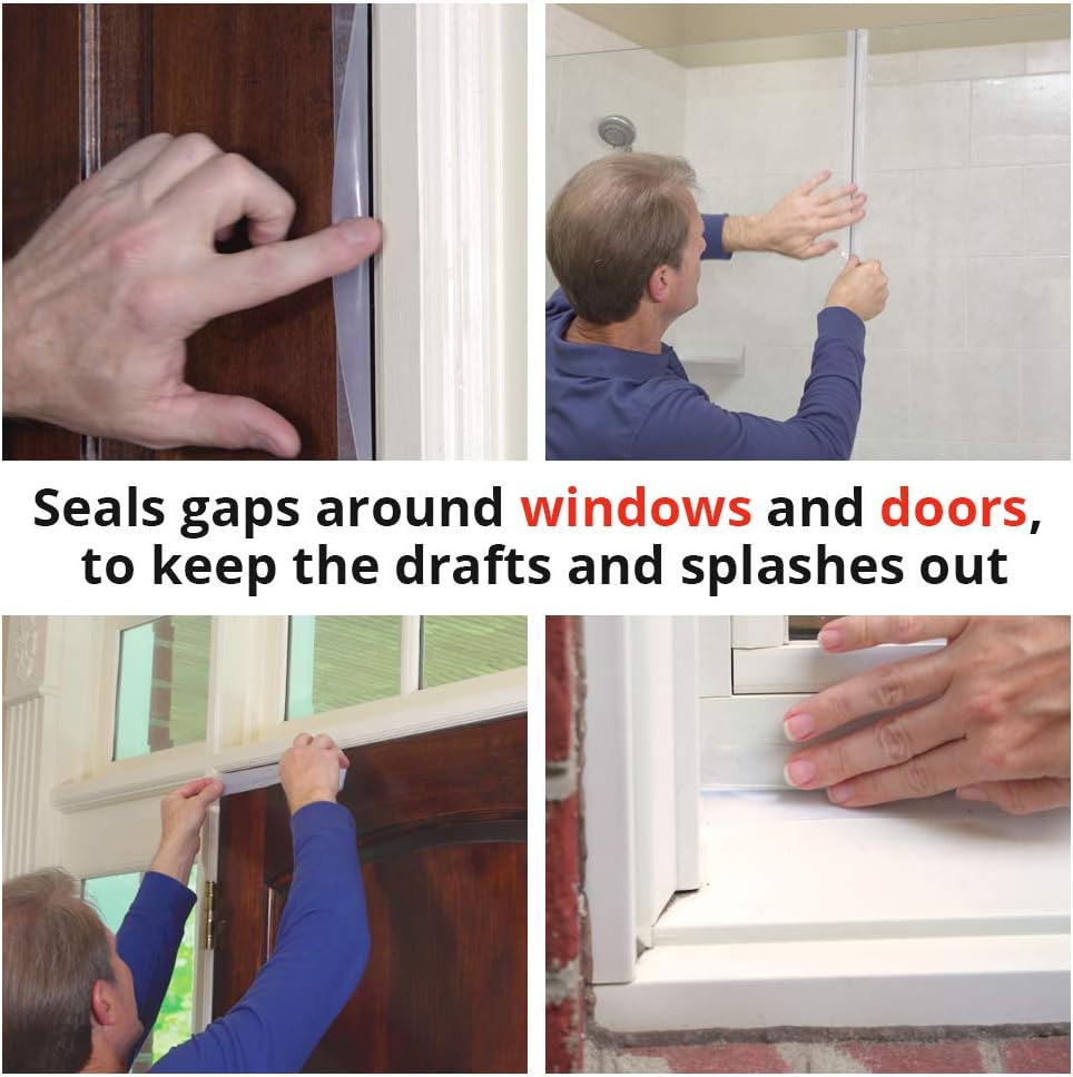 Alien Draft Seal Insulation Tape Under Door Draft Stopper 1 Roll 195 in. Anti-Drip Adhesive and Flexible Flap to Seal Gaps Around Doors, Showers and Windows, Weather Stripping As Seen On TV