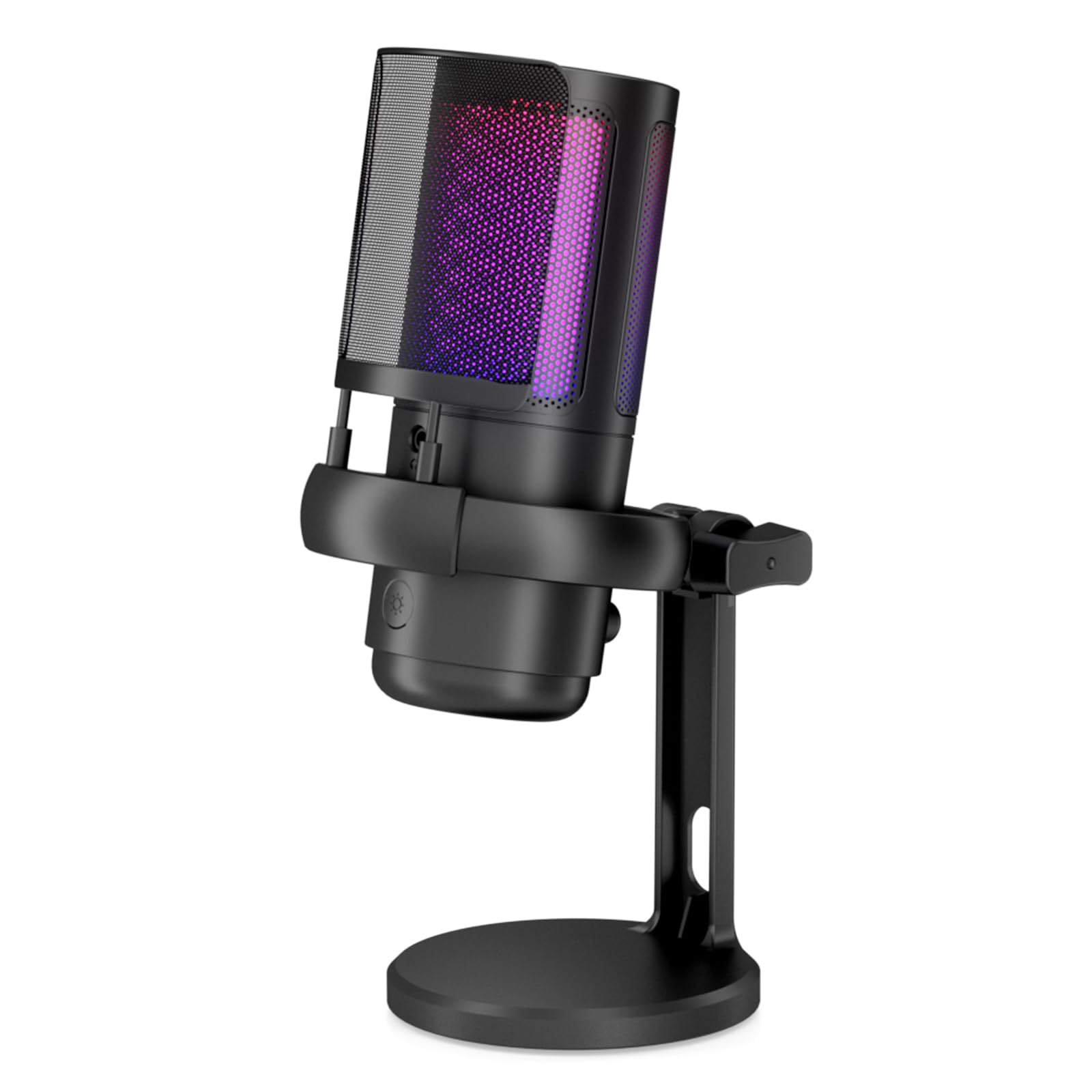 Gaming USB Microphone, PC Computer Mic for Podcasts Videos, Streaming, Condenser Mic with Quick Mute, Tripod Stand, Pop Filter, RGB Indicator, Shock Mount, Rotate Gain Button