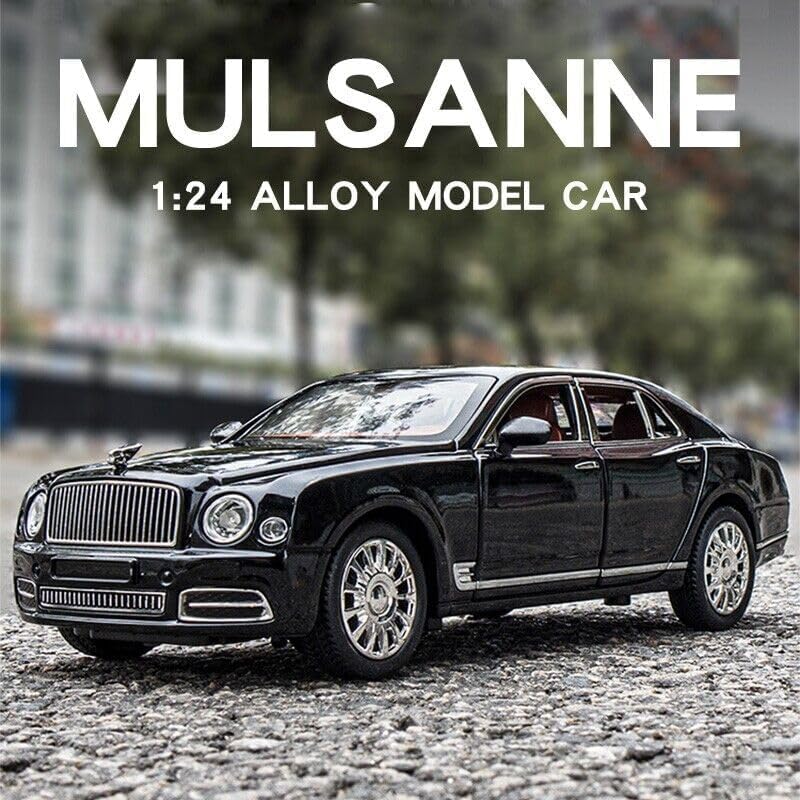 Image of FEXXA 🏎️ Exclusive Alloy Metal Pull Back Die-cast Car Model with Sound Light Mini Auto Toy for Kids Metal Model Toy Car with Sound and Light (1.24 Scale Bently MULSANNE-Golden)